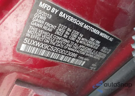 2014 BMW X3 xDrive28I из США, поврежденный, VIN 5UXWX9C52E0D23086